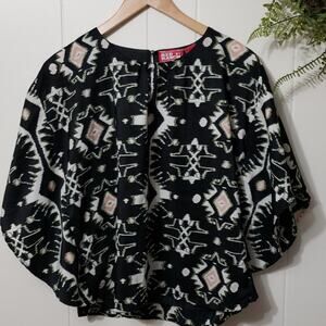 Red Ranch Black & Pink Aztec Print Shirt Womens S Cowgirl Western Coachella EUC